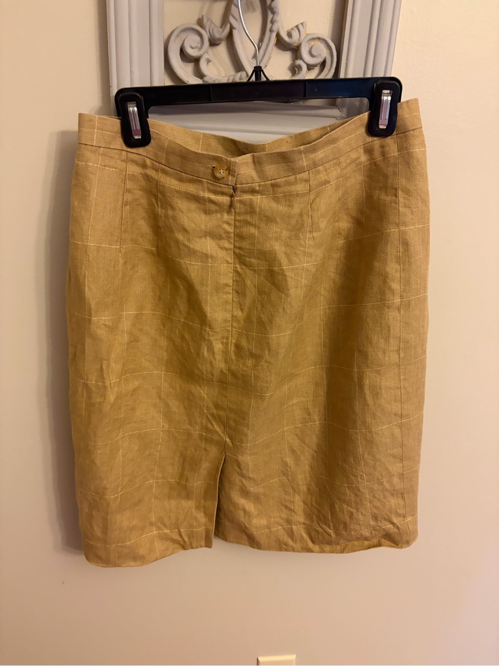 Talbots Tan Windowpane Pencil Skirt